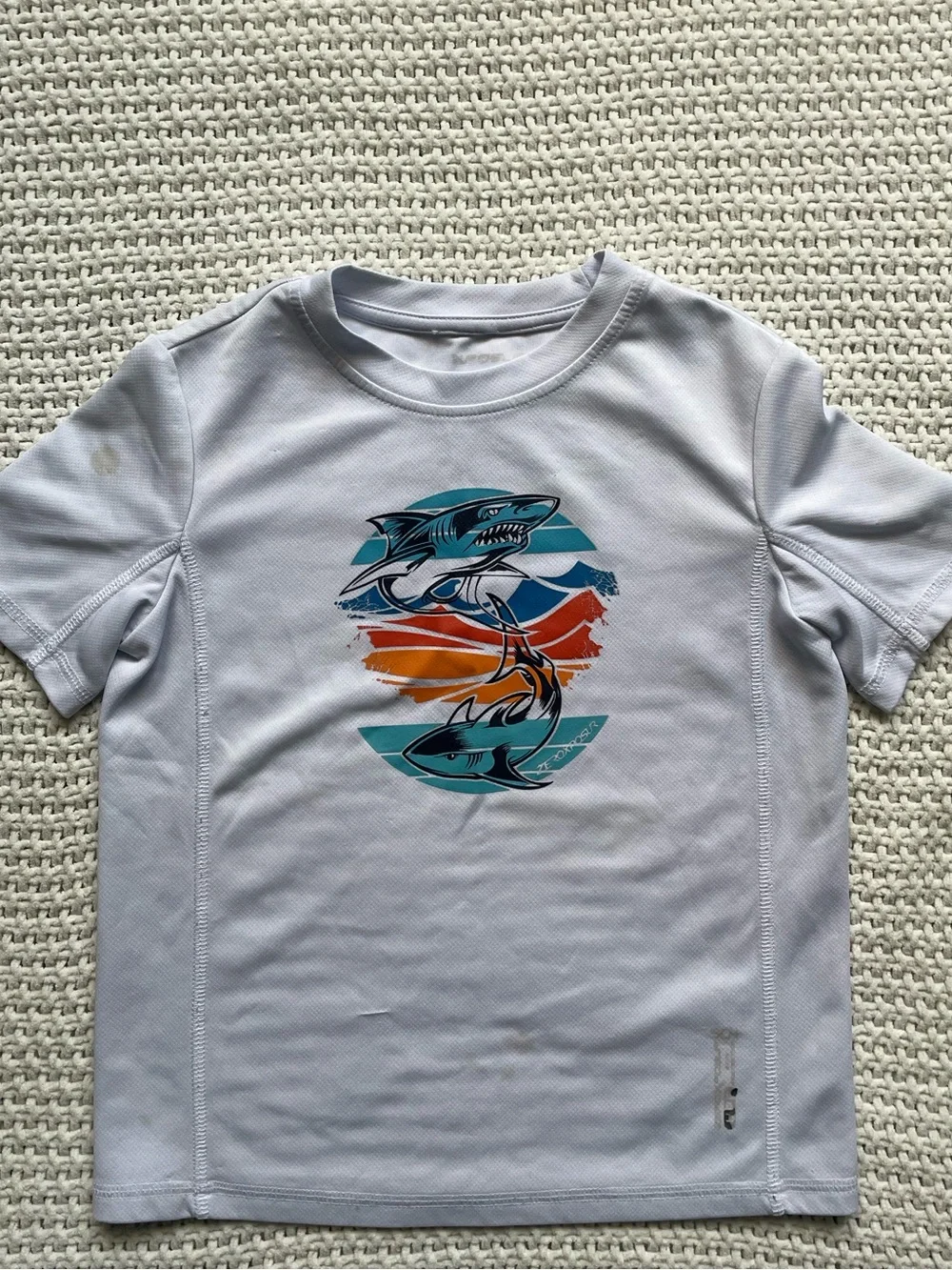 Hurley Boys' Blue Gradient Swim Set with White (Shark Graphic) Rash Guard